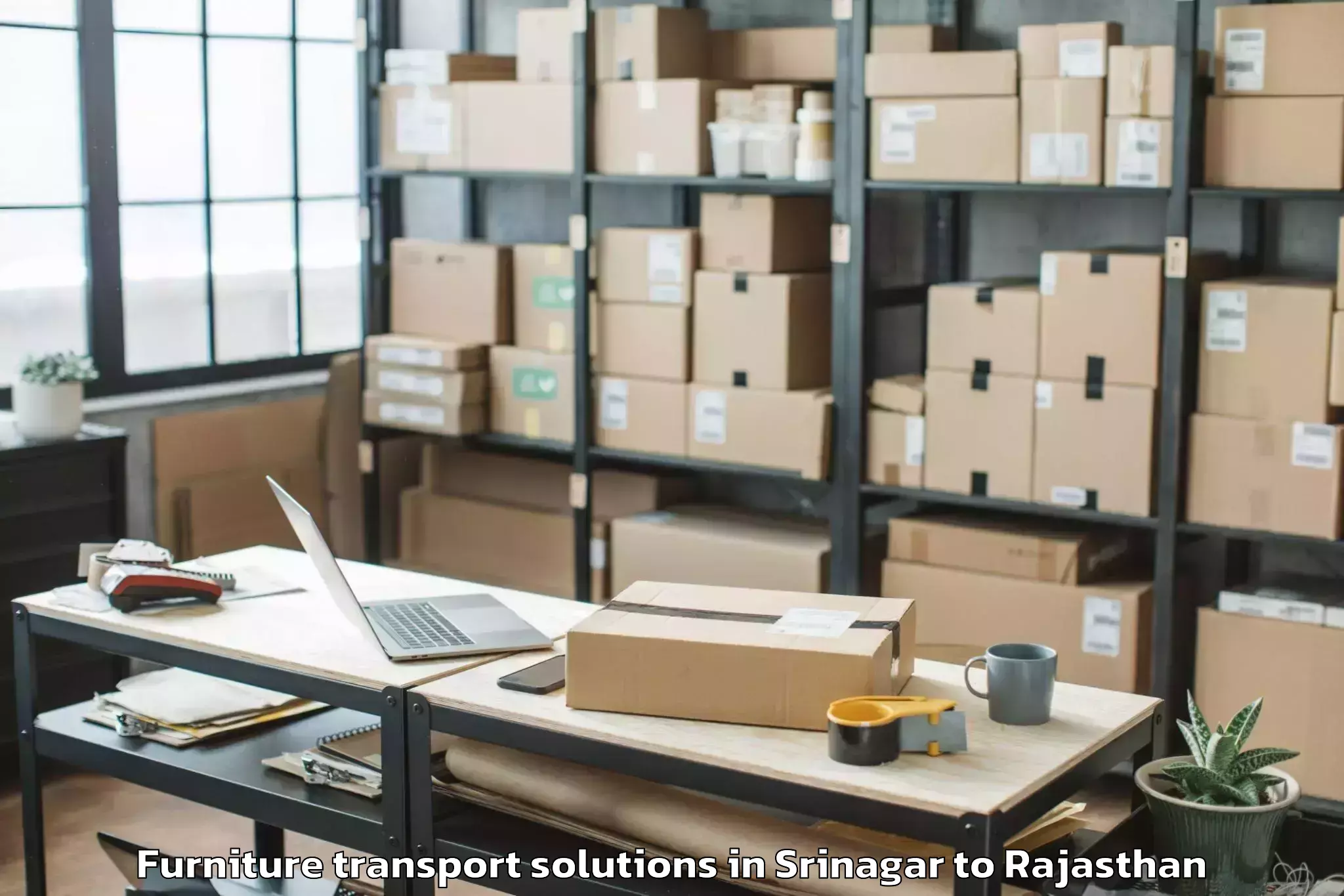 Quality Srinagar to Sirohi Furniture Transport Solutions